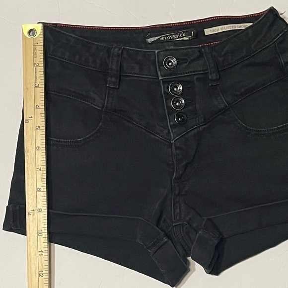 Hot Topic LoveSick Black High Waisted Jean Shorts Juniors Size 1 - Picture 12 of 16